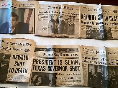 $199 • Buy 8 Original Newspapers John F. Kennedy Assassination 1963 Oswald Shot JFK & RFK