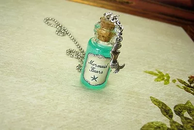 Mermaid Tears Glass Bottle Necklace - Mermaids Cork Vial Charm - Sea Ocean • $13.99