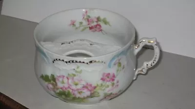Antique Floral Mustache Cup Porcelain Pink Flowers Germany • $5.50