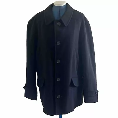 Karl Jackson Mens Coat Uk L Wool & Cashmere Overcoat Black Size Chest 42R • £36.47