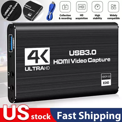 4K Audio Video Capture Card USB 3.0 HDMI Video Capture Device Full HD Recording • $17.07