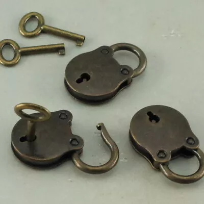 Old Vintage Antique Style  Mini Padlock Key Lock (Lot Of 3)  • $5.99