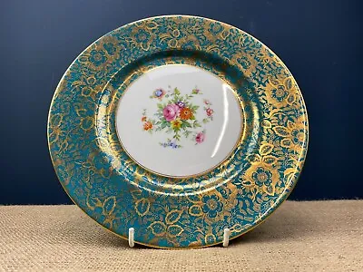 £20 • Buy Vintage Minton China Turquoise & Gilt Gold Cabinet Wall Plate With Floral Centre