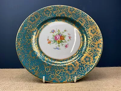 £20 • Buy Vintage Minton China Turquoise & Gilt Gold Cabinet Wall Plate With Floral Centre