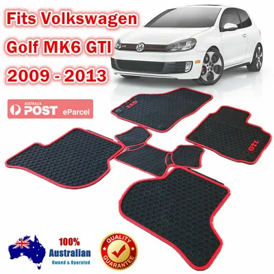 Red Rubber Car Floor Mats Tailor Made VW Volkswagen Golf MK6 GTI 2009 - 2013 • $54.41