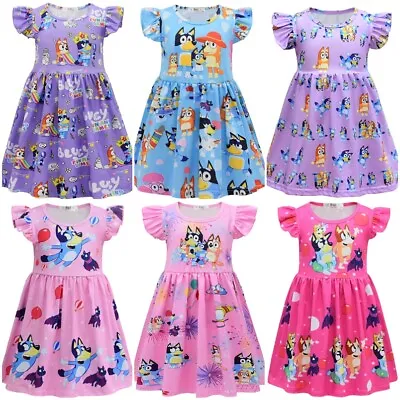 $18.99 • Buy Bingo Bluey Cartoon Kids Girls Princess Dress Xmas Party Tutu Skirt Gift