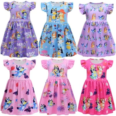 $18.99 • Buy Bingo Bluey Cartoon Kids Girls Princess Dress Xmas Party Tutu Skirt Gift