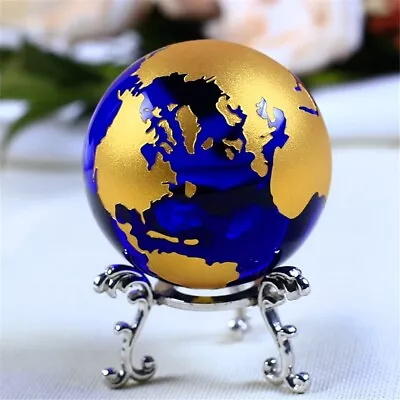 Crystal Marbles Globe World Map Sphere Desktop Nautical Home Decoration • $16