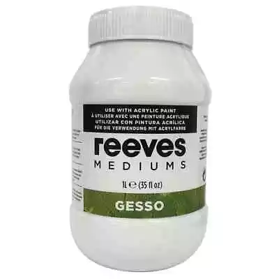 White Acrylic 1 Litre Gesso Primer White 1 L (Pack Of 1) By Reeves • £12.99