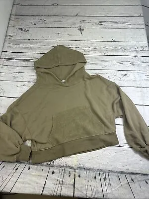 ZENANA Cropped Hoodie XL Olive Green FRENCH TERRY Pouch & Hood 3/4 Sleeve • $8.58
