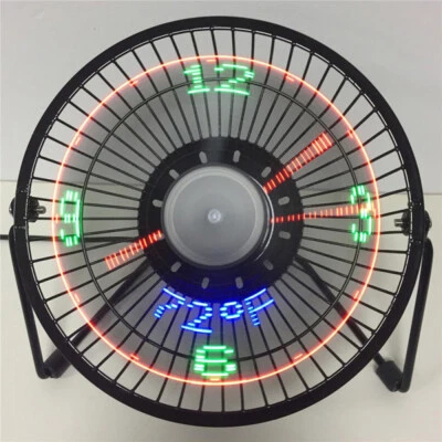 $29.99 • Buy Portable Desktop Fan LED USB Clock Fan With Real Time Temperature Cooling Fan