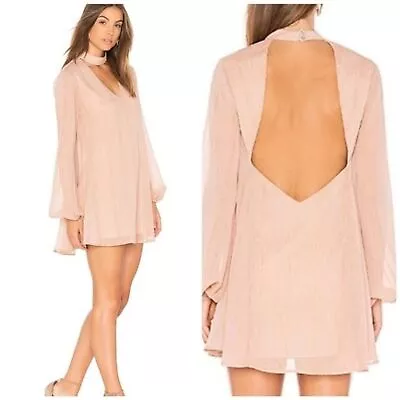 NWT Show Me Your Mumu Pink Gold Metallic 70s Inspired Babydoll Micro Mini Dress  • $30