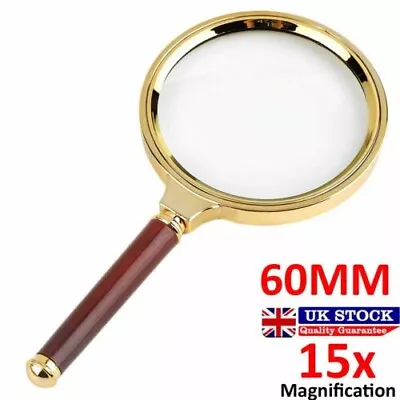 15X Large Magnifying Glass Loupe 60mm Handheld Magnifier Reading Jewelry Aid Big • £3.64