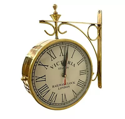 8'' Victoria Station Brass Double Sided Wall Clock Functional Clock Wall Decor • £89.54