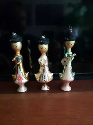 Vintage  3 Asian Girls Italian Italy Christmas Glass Ornament • $300