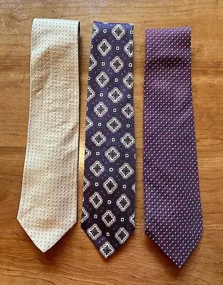 Lot Of 3 Silk Neck Ties J Crew Abercrombie Tommy Hilfiger Yellow Purple Burgundy • $24.99