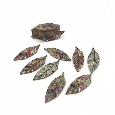 DIY Wooden Buttons Mixed Pattern Leaves Sewing Scrapbooking Handicrafts DIY 42mm • $1.94