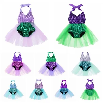 $4.99 • Buy Baby Mermaid Fish Scale Costume Toddler Girls Birthday Party Tutu Dress Outfits