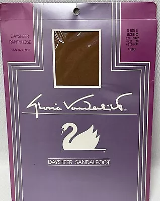 Vintage Gloria Vanderbilt Pantyhose Daysheer Sandalfoot BEIGE Size C W/ Panty • $13.99