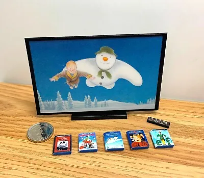 CUSTOMISED Mini Christmas TV + DVD's / Elf TV / Dolls House Furniture • £9.50