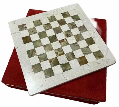 15  Marble Chess Board With Storage Gift Box Coral & Red Chess Board • $69.99