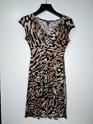 Merona Animal Print Dress Size X Small  XS Fit And Flare Slinky Stretchy V Neck • $7.25