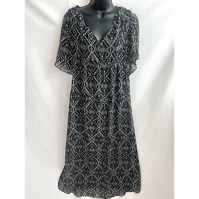 H&M Mama NWT Maxi Black Flowy Boho Dress Geometric Print Size S Maternity Wear • $15