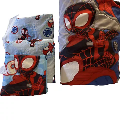 Marvel Spiderman Toddler 4 Pc Bed Set Reversible Comforter It’s Spider Time Hero • $18.97