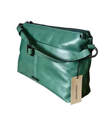 Claudio Ferrici Ladies Bag 100% Italian Leather Soft Elegant Crossbody Jade New • £82.99