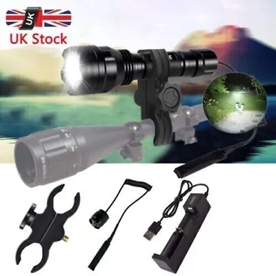 500 Yards White LED Flashlight Hunting Light Torch Air Rifle Gun Mount Lamp Kit • £14.99