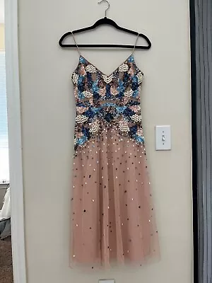 Gorgeous Aidan Mattox Size 4 V-neck Beaded Sequin Formal Prom Dress Midi Dress • $59.99