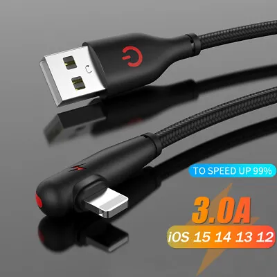 $6.15 • Buy 3A 90 Degree Fast Charging USB Charger Cable For IPhone 13 12 11 Pro X XR...