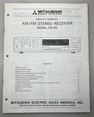 Mitsubishi DA-R5  Original Service Manual  Free Shipping • $21