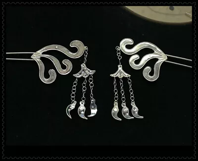 Hair Accessories Handmade Filigree Miao Silver Tassels Headgear Hairpin 1piece • $20