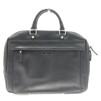 BURBERRY Logo Plate Hand Bag Bag Business Bag Leather Black • $566.50