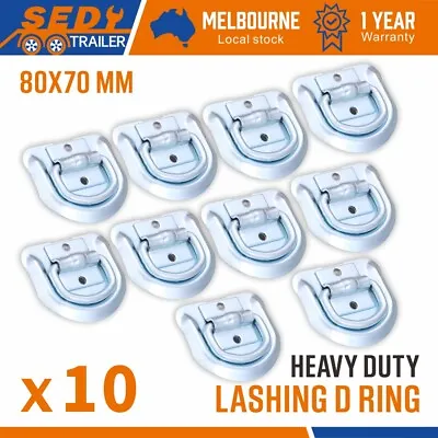 $21.99 • Buy 10x Lashing D Ring Zinc Plated Tie Down Points Trailer Centre Hole Anchor