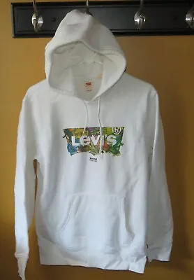 LEVIS Mens SMALL Hoodie Sweatshirt White Long Sleeve Second Nature • $6.99