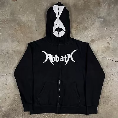 Vintage Abbath Metal Band Full Zip Hoodie With Face Mask Black Y2K Size Small • $19.99