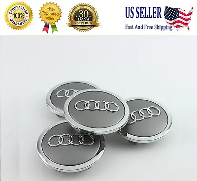 Set(4pcs) Audi 69MM Gray Chrome Wheel Rim Center Hub Caps Replacement 4B0601170A • $24.88