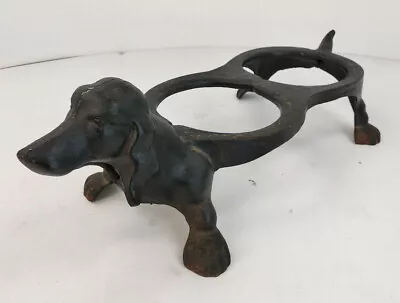 Cast Iron Dachshund Dog Food & Water Bowl Holder - Vintage Wiener Dish Feeder • $69.99