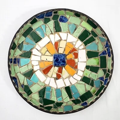 Vintage Mosaic Tile Tray Or Dish Metal Bottom Scalloped Edge 7  • $13