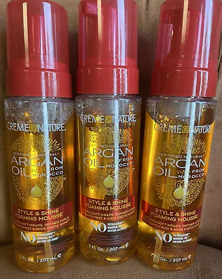 3X Creme Of Nature Argan Oil Style & Shine Foaming Mousse 7 Oz • $21.99