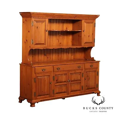 Farmhouse Chippendale Style Vintage Pine Stepback Hutch • $1495