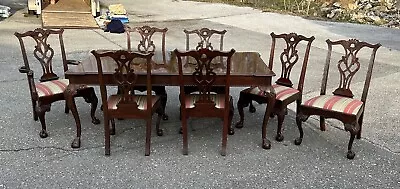 Henredon Rittenhouse Square Chippendale Dining Room Table & 7 Chairs -  Mahogany • $2950