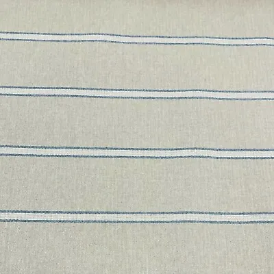 French Linen Double Stripe Fabric In Blue Double Width 280cm | Curtains Blinds • £1.79