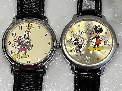 Lot Of 2 Mickey Mouse Watches UNTESTED Epcot Parks Christmas Through The Years • $19.99