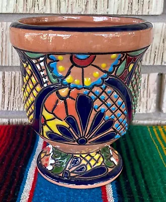 Lg Mexican Ceramic Flower Pot Planter Folk Art Pottery Handmade Talavera #5 • $26.95