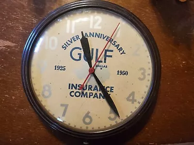 Vintage Telechron GULF INSURANCE Office Wall Clock Silver Anny. 1950 Not Working • $99.99