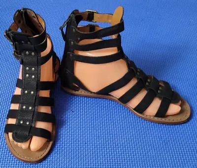 Ash Nomad Womens Leather Zip Up Gladiator Flat Sandals Black Size 37 M / US 6 • $43.95