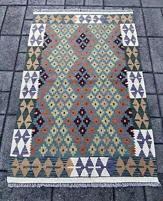 Hand Woven Afghan Wool Kilim Size: 160 X 100 Cm Flat Woven Handmade Floor Rug • $175